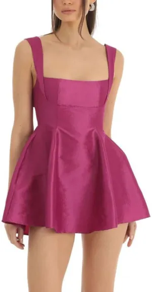 Women Y2K Square Neck Mini Dress Sweet Ruffle Lace Flare A Line Short Dress Fairy Backless Babydoll Dresses