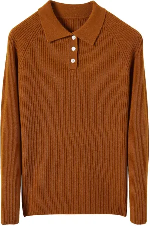 Women's 100% Merino Wool Sweater 2025 Fall Winter Polo Neck Long Sleeve Warm Soft Knit Pulover Sweater