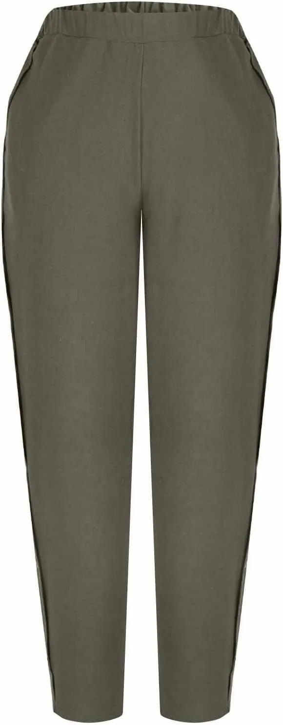 Womens Casual Linen Pants High Waist Pants Summer Boho Beach Pants Lounge Pant Trousers with Pockets Vacation Outfits