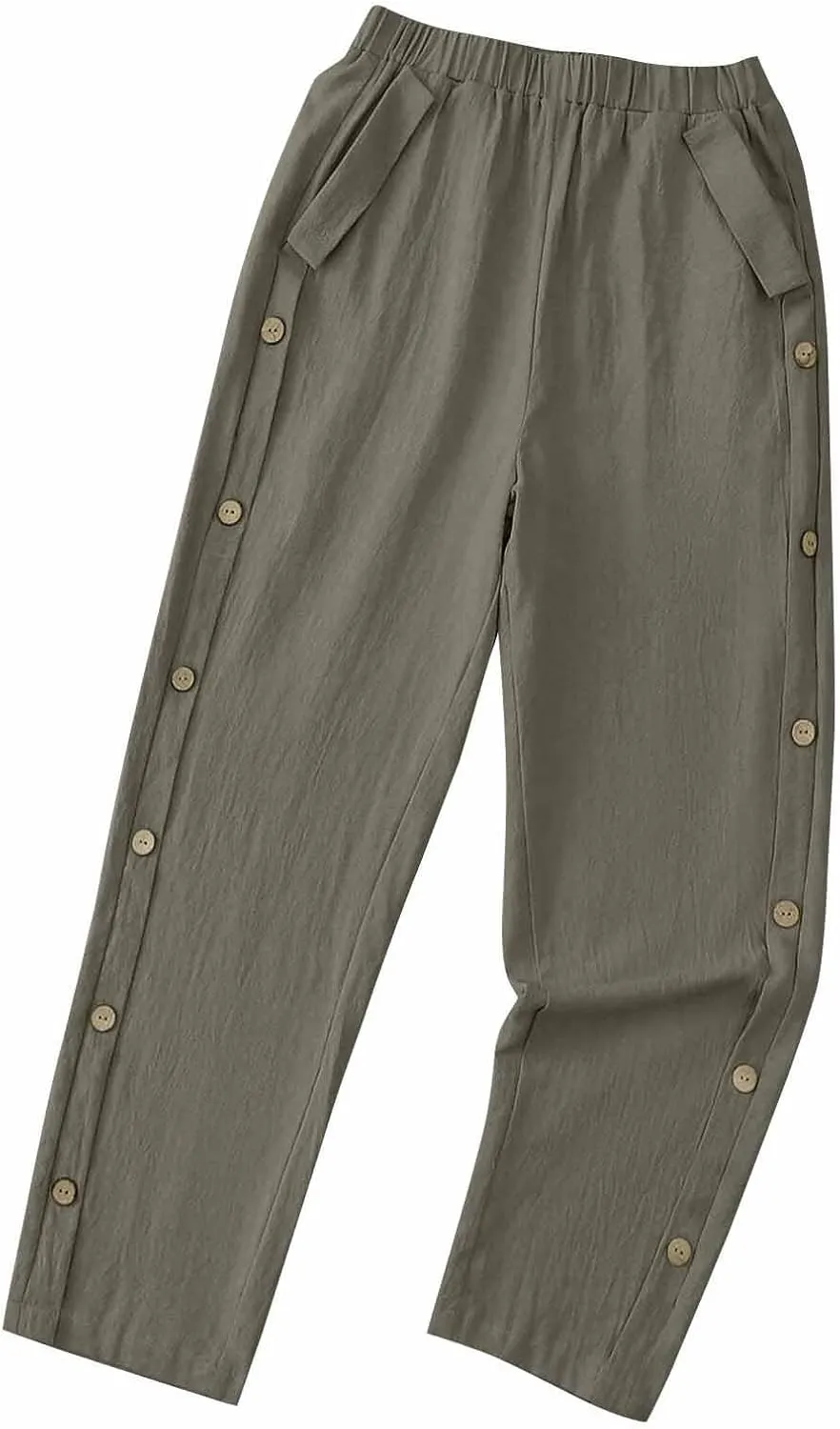 Womens Casual Linen Pants High Waist Pants Summer Boho Beach Pants Lounge Pant Trousers with Pockets Vacation Outfits