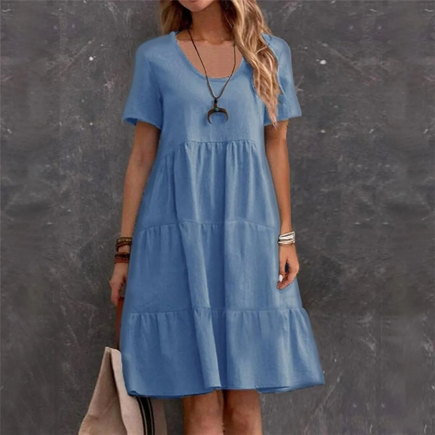 Womens Casual Summer Dresses Elegant Short Sleeve V Neck Cute Dress Floral Ruffle Dress Vacation Beach Boho Dresses