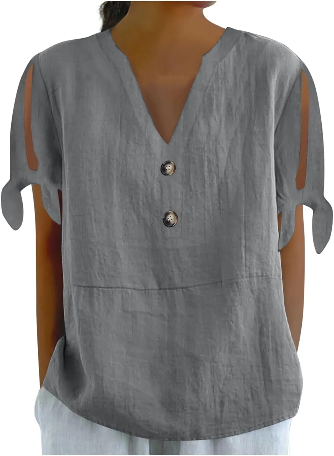 Women's Cotton Linen Shirt Fashion Belted Short Sleeve Tops Summer Loose Button Blouses Beach Vacation Clothes 2025