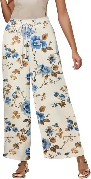 Women's Cotton Linen Summer High Waist Palazzo Pants Flowy Wide Leg Beach Trousers with Pockets 2025