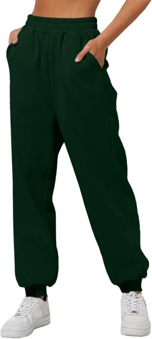 Womens High Waisted Sweatpants Workout Active Cinch Bottom Joggers Pants Mid Rise Baggy Athletic Trousers with Pocket