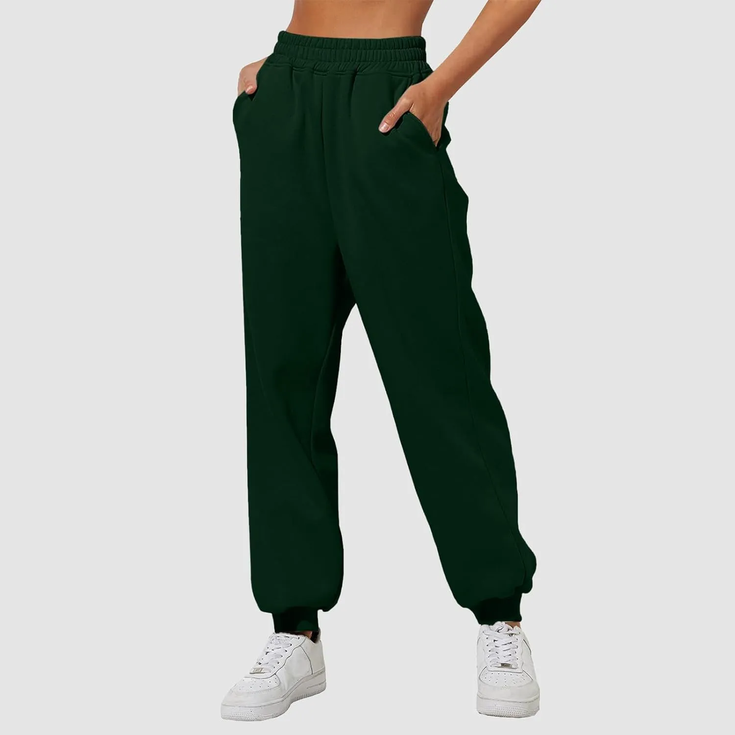 Womens High Waisted Sweatpants Workout Active Cinch Bottom Joggers Pants Mid Rise Baggy Athletic Trousers with Pocket