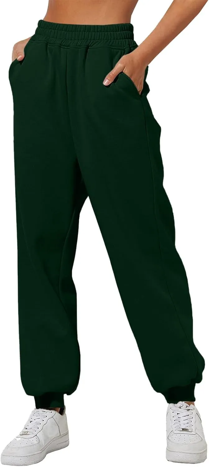 Womens High Waisted Sweatpants Workout Active Cinch Bottom Joggers Pants Mid Rise Baggy Athletic Trousers with Pocket