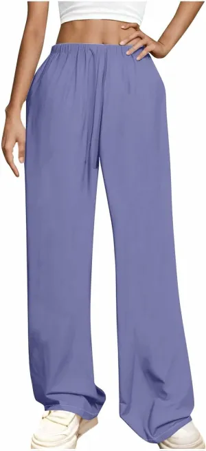Women's Linen Casual High Waist Wide Leg Straight Dress Cotton Linen Pants Button Trousers Summer Outfits 2025 Trendy