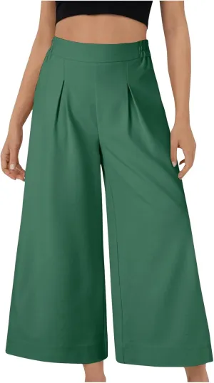 Womens Linen Pants 2025 Summer Casual Loose Wide Leg Palazzo Pants Spring High Waist Flowy Beach Trendy Outfits