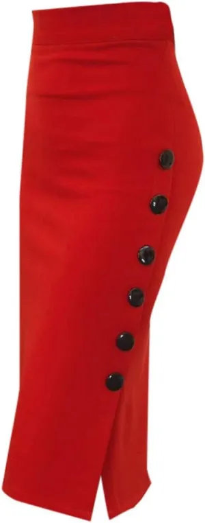 Womens Pencil Skirt High Waisted Button Split Skorts Ladies Office Skirt Multiple Size Solid Elegant Skirt Pants