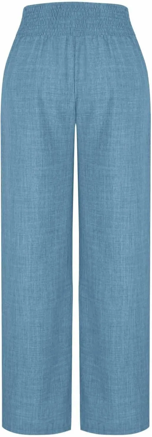 Womens Petite Wide Leg Pants Casual Summer Dress Pant High Waist Straight Trousers Joggers Slacks Outfits with Pockets