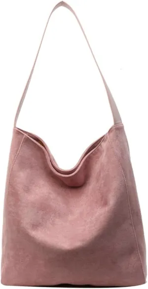 Women's Suede Tote Bag Retro Vegan Leather Shoulder Hobo Handbag Casual Stylish PU Purse Bags Travel Winter Fall 2024
