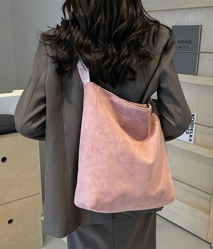 Women's Suede Tote Bag Retro Vegan Leather Shoulder Hobo Handbag Casual Stylish PU Purse Bags Travel Winter Fall 2024
