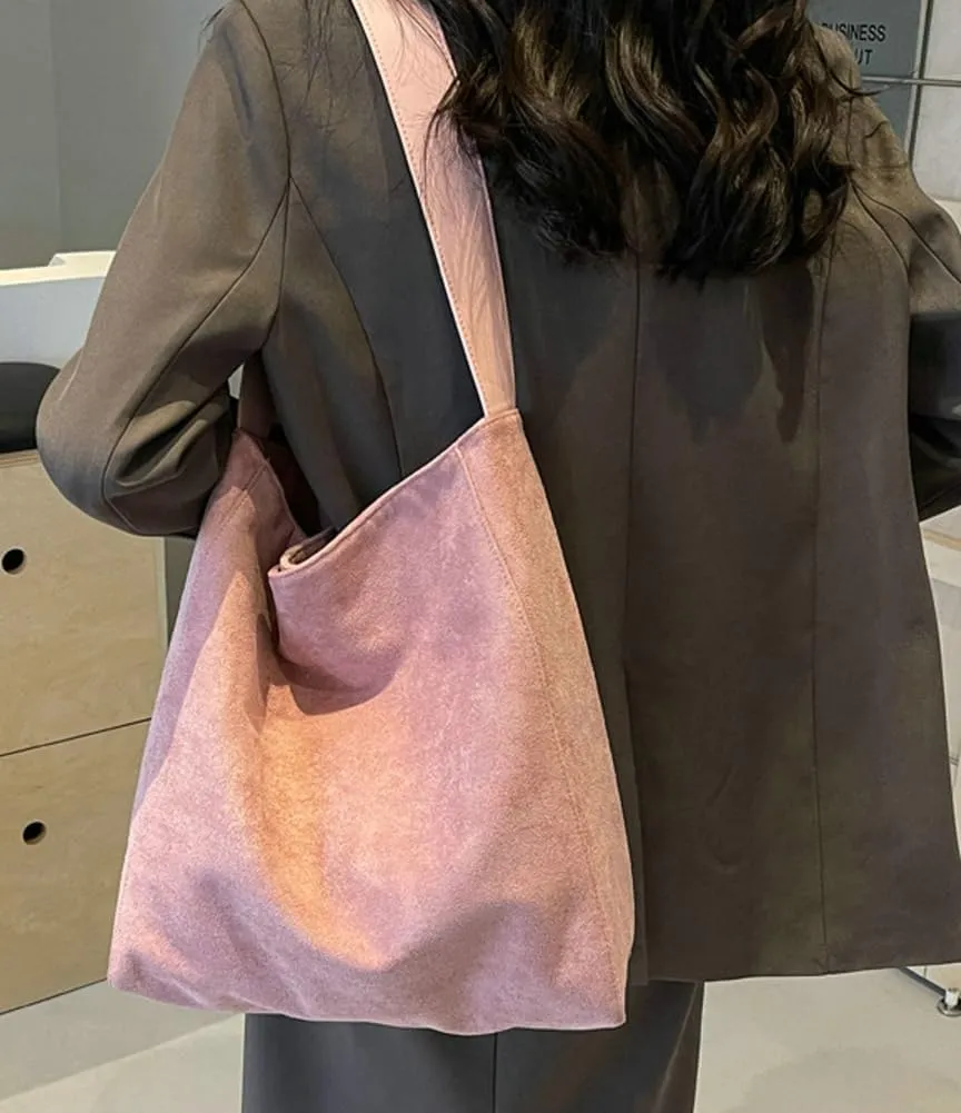 Women's Suede Tote Bag Retro Vegan Leather Shoulder Hobo Handbag Casual Stylish PU Purse Bags Travel Winter Fall 2024