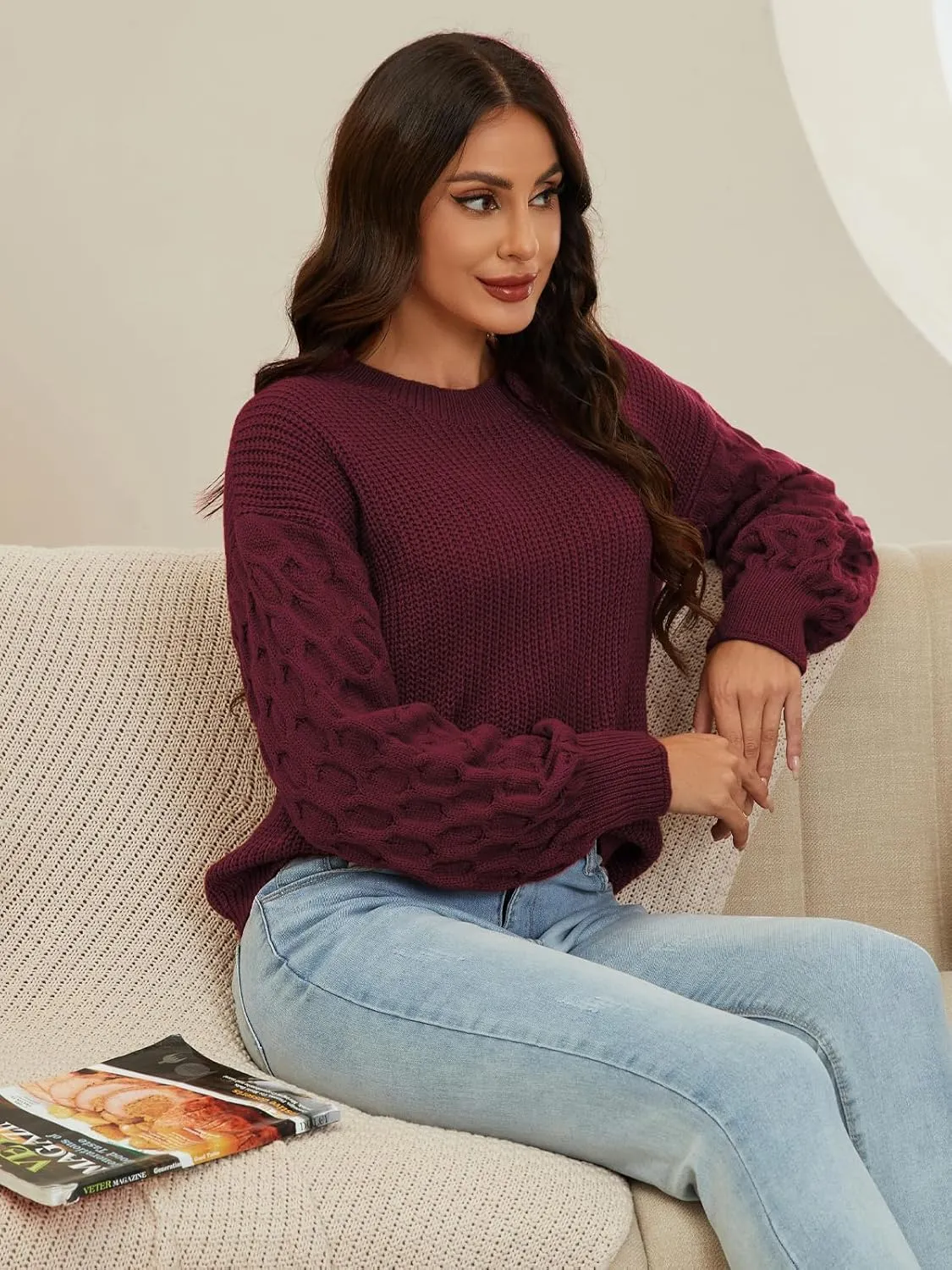 Womens Sweaters Fall Fashion Sweatshirt for Women Tops Crewneck Long Sleeve Shirts Casual Tunic Trendy