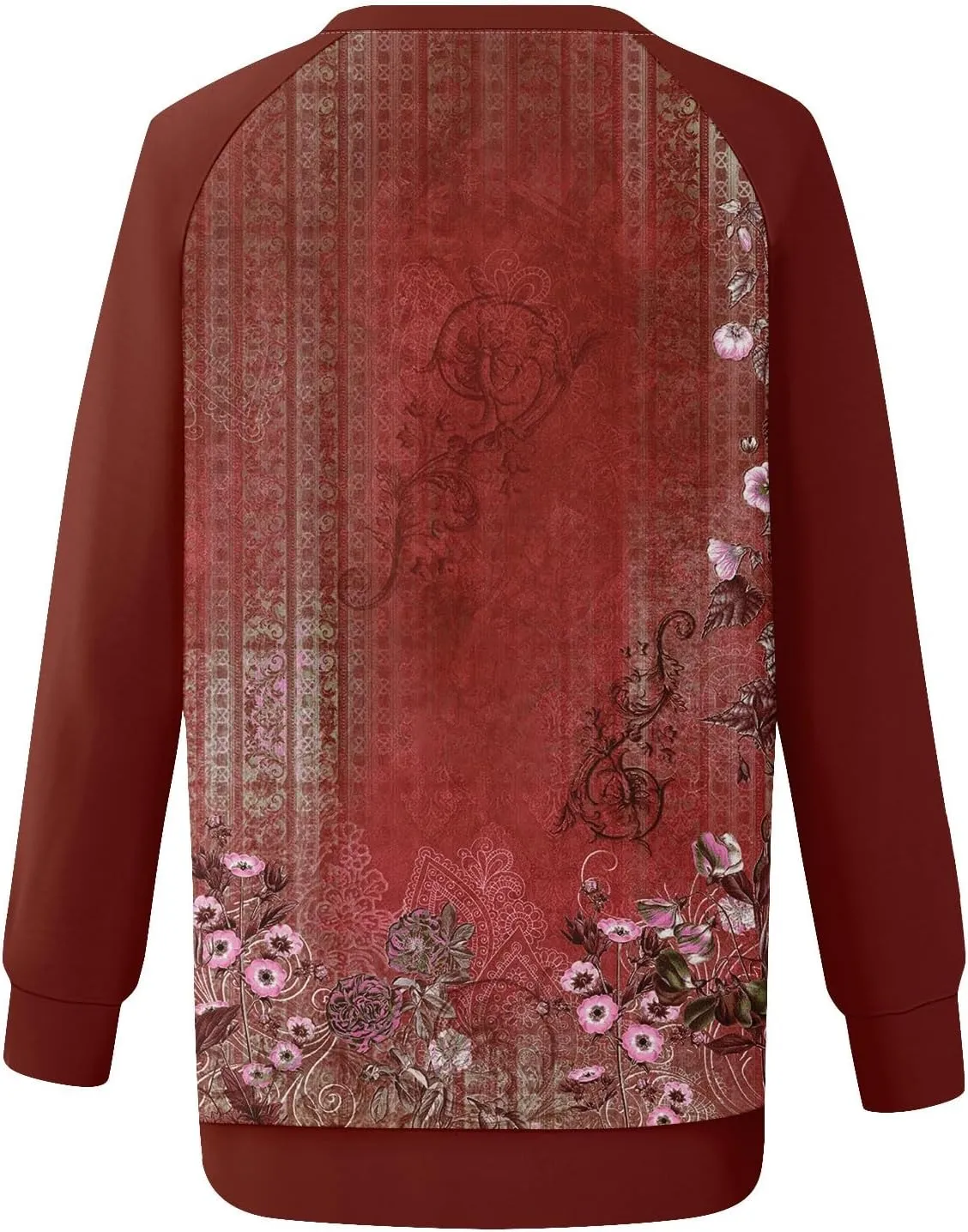 Womens Sweatshirts Floral Print Long Sleeve Loose Fit Shirts Crewneck Cute Trendy Clothing Sweater