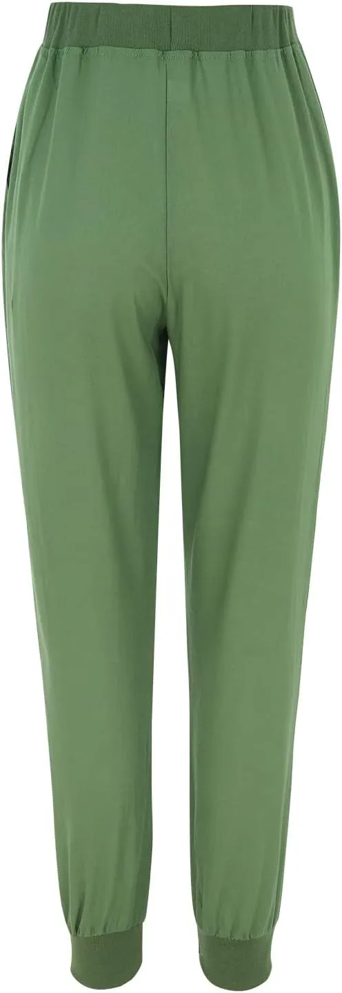 Womens Tapered Linen Pants Ankle Cotton Linen Drawstring Back Elastic Waist Pants Casual Trousers Capris with Pockets