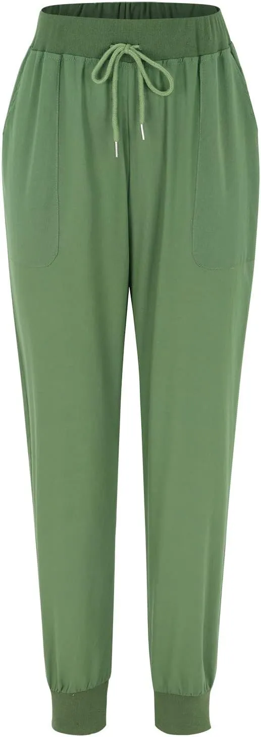 Womens Tapered Linen Pants Ankle Cotton Linen Drawstring Back Elastic Waist Pants Casual Trousers Capris with Pockets