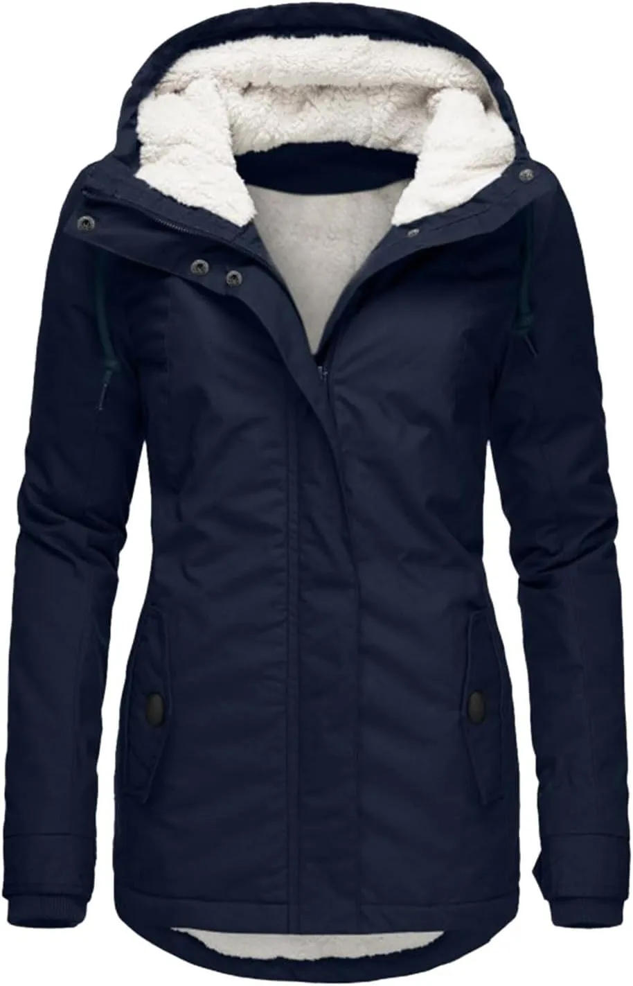 Wowomen Fluffy Fleece Jacket Warmth Tops Zipper Padded Coat Quilted Jackets Plus Size Fall Heated Jacket Sweater Soft