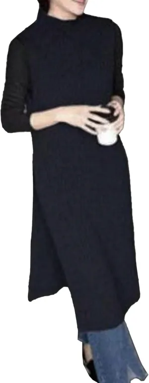 xxxiticat Women's Mock Neck Long Sweater Vest Sleeveless High Split Slit Hem Knitted Pullover Sweater Jumpers Outerwear