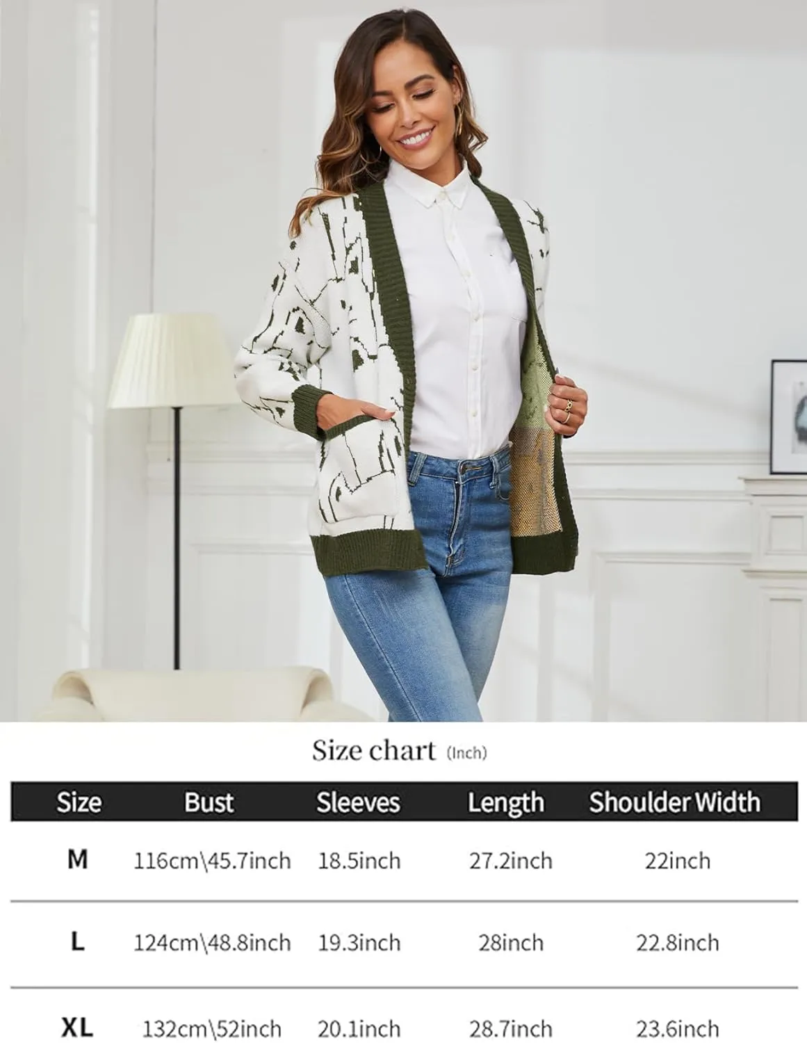 Yimoon Women's Kawaii Cat Cardigan Sweater Oversized V-Neck Button Down Knitted Loose Fit Cardigans