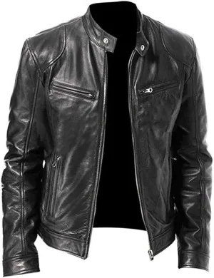Ymosrh Winter Jackets for Men Jacket Leather Long Sleeve Autumn Stand Collar Club Coat Mens Jackets Casual Stylish