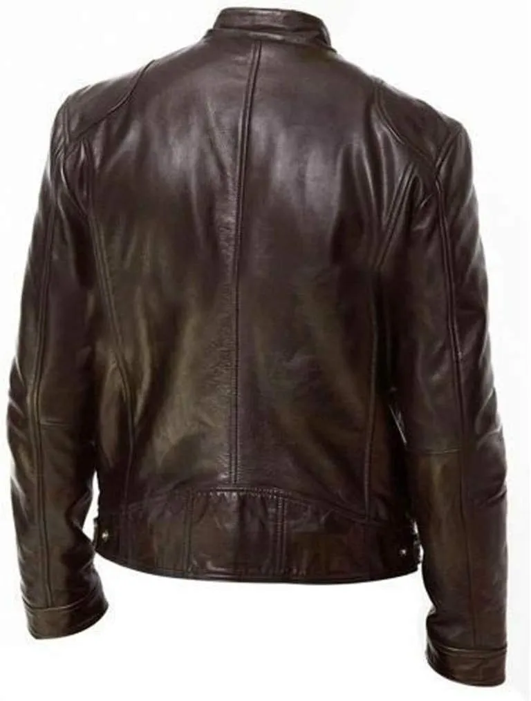 Ymosrh Winter Jackets for Men Jacket Leather Long Sleeve Autumn Stand Collar Club Coat Mens Jackets Casual Stylish