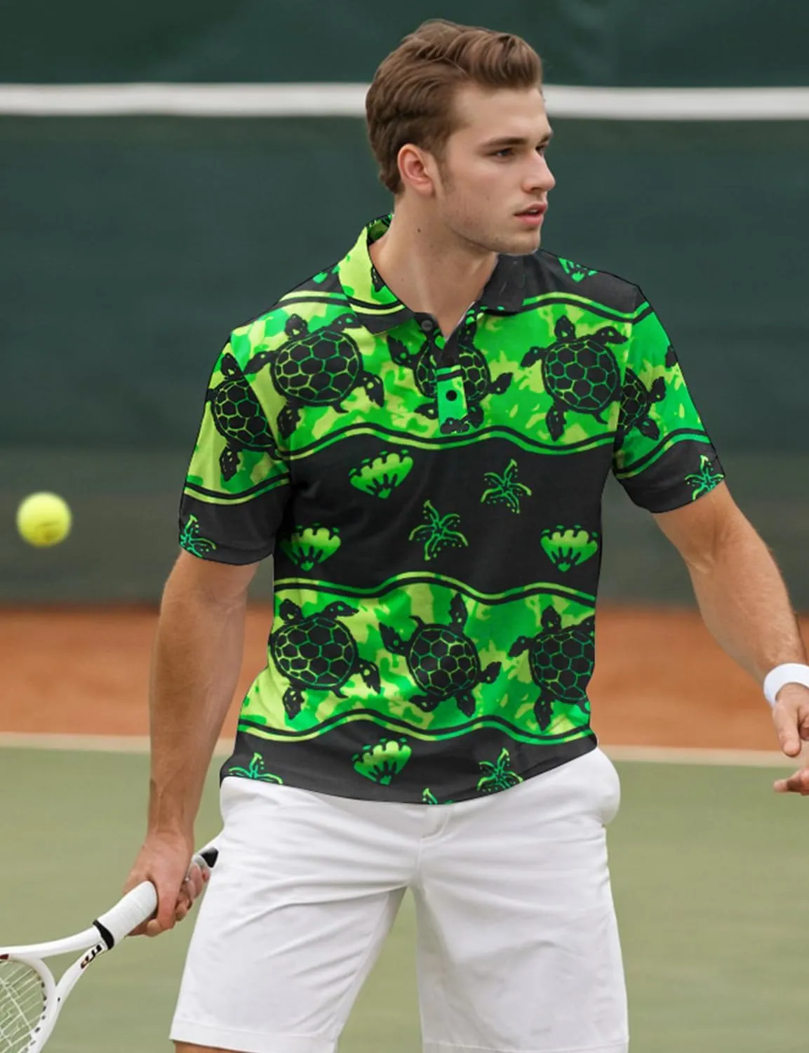 Yoimira Funny Golf Shirts for Men Short Sleeve, Hawaiian Men Polo Shirt Moisture Wicking Quick Dry Fit Print Casual
