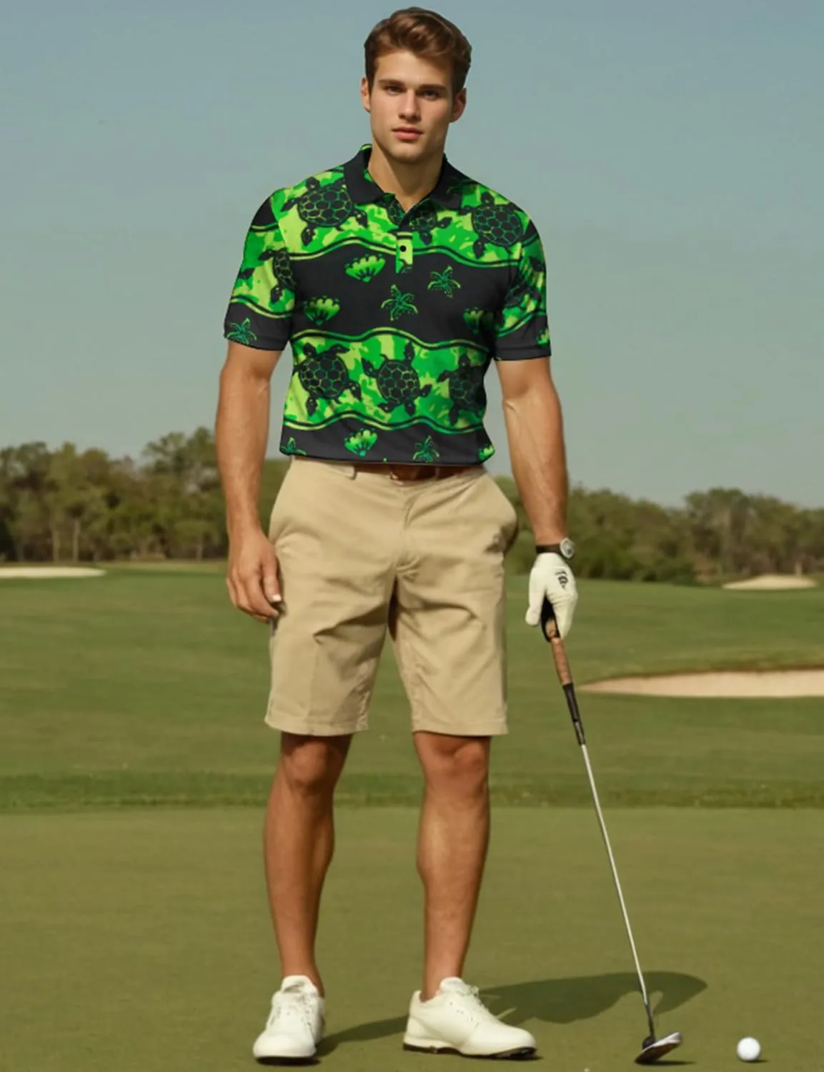Yoimira Funny Golf Shirts for Men Short Sleeve, Hawaiian Men Polo Shirt Moisture Wicking Quick Dry Fit Print Casual