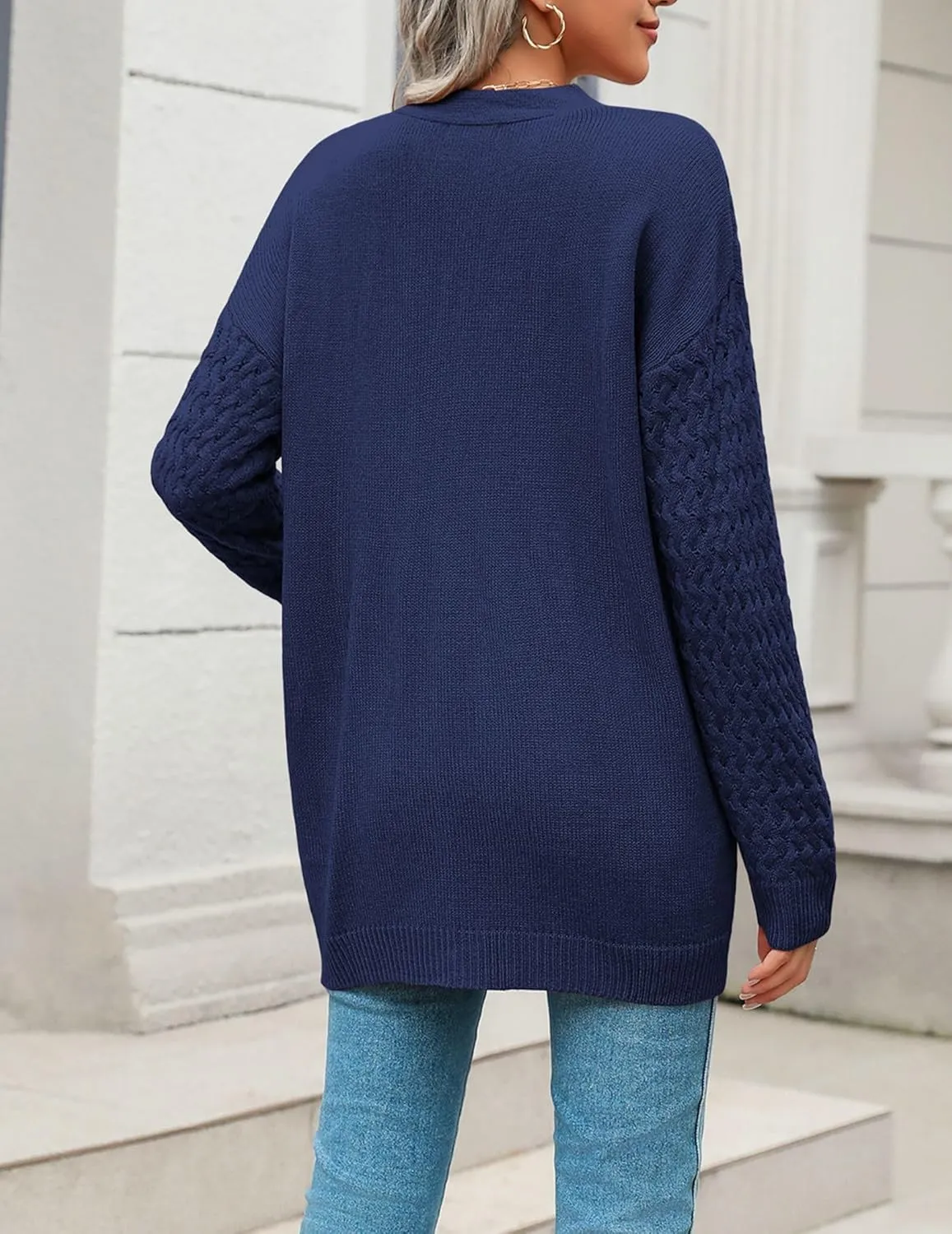 Zeagoo Womens 2025 Long Sleeve Chunky Cable Knit Fall Cardigans Sweaters Button Down Open Front Outerwear with Pockets